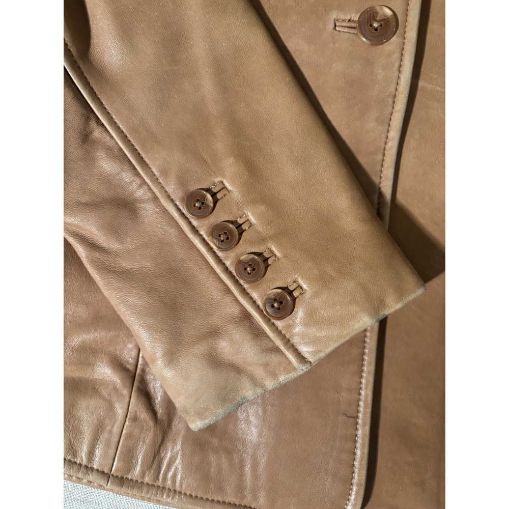Cabelas Genuine Leather Jacket Womens Large Brown Button Up Buttery Soft Lined - Picture 4 of 16